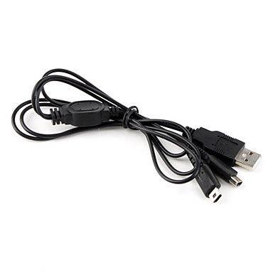 2-em-1 cabo de carregamento USB DSi, DSi XL e 3DS (Preto)